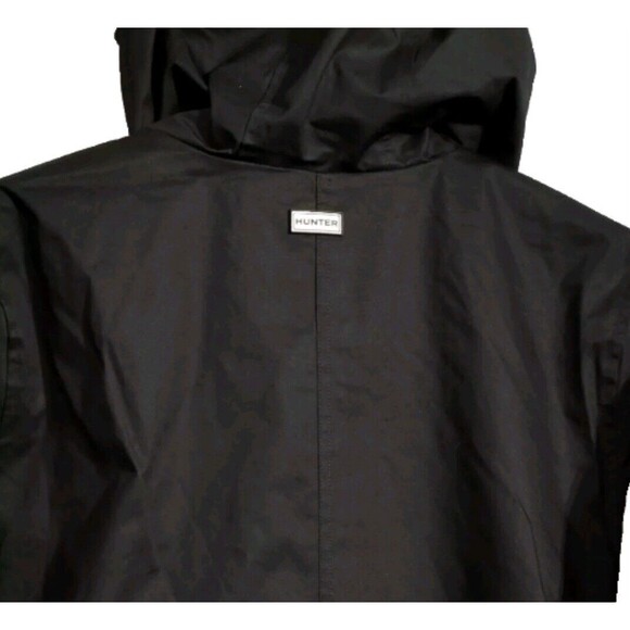 HUNTER Women's Size XS Cotton Smock Hooded Rain Jacket Water Resistant Black - Picture 6 of 12
